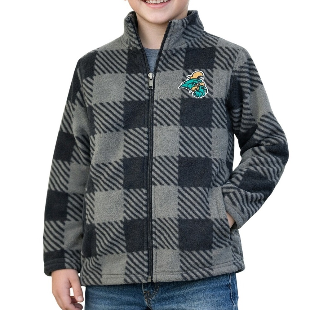 Rivalry Threads Kids Fleece Jacket Buffalo Plaid‎ Logo Zip Up Outerwear XS